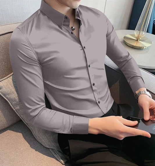 Graphite Luxurious Satin Shirt