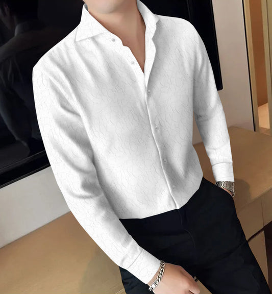 Admirable White Rock Designed Textured Shirt