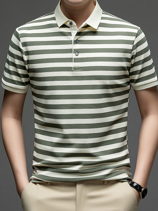 Urban Stripe Knit Polo T-Shirt