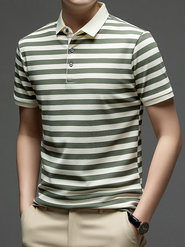 Urban Stripe Knit Polo T-Shirt