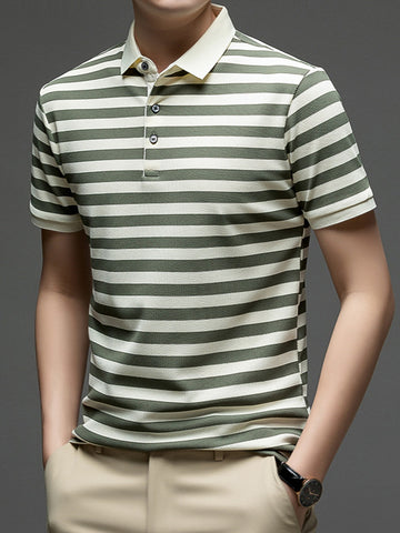 Urban Stripe Knit Polo T-Shirt