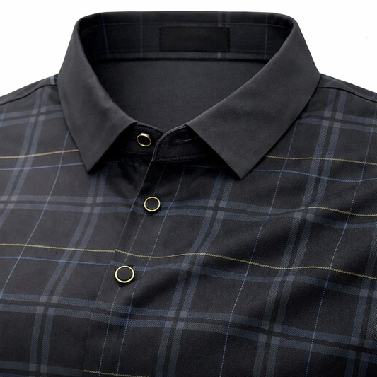 Elegant Gridlock Branded Plaid Polo T-Shirt