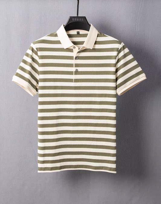 Vintage Urban Stripe Knit Polo T-Shirts