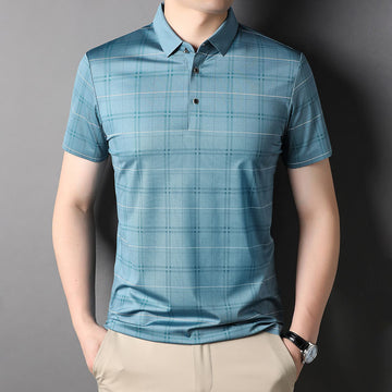 Elegant Gridlock Branded Plaid Polo T-Shirt