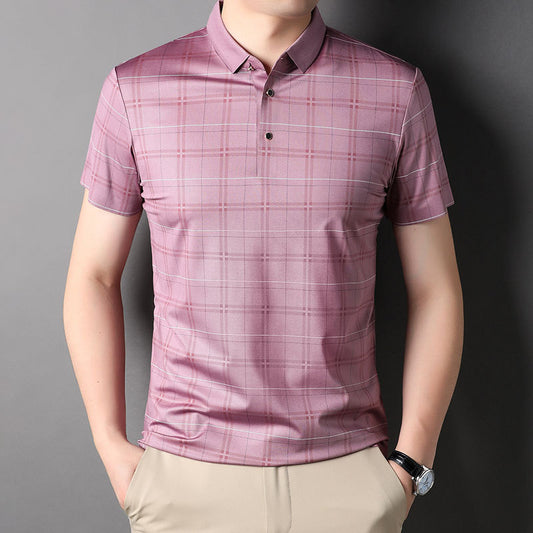 Elegant Gridlock Branded Plaid Polo T-Shirt