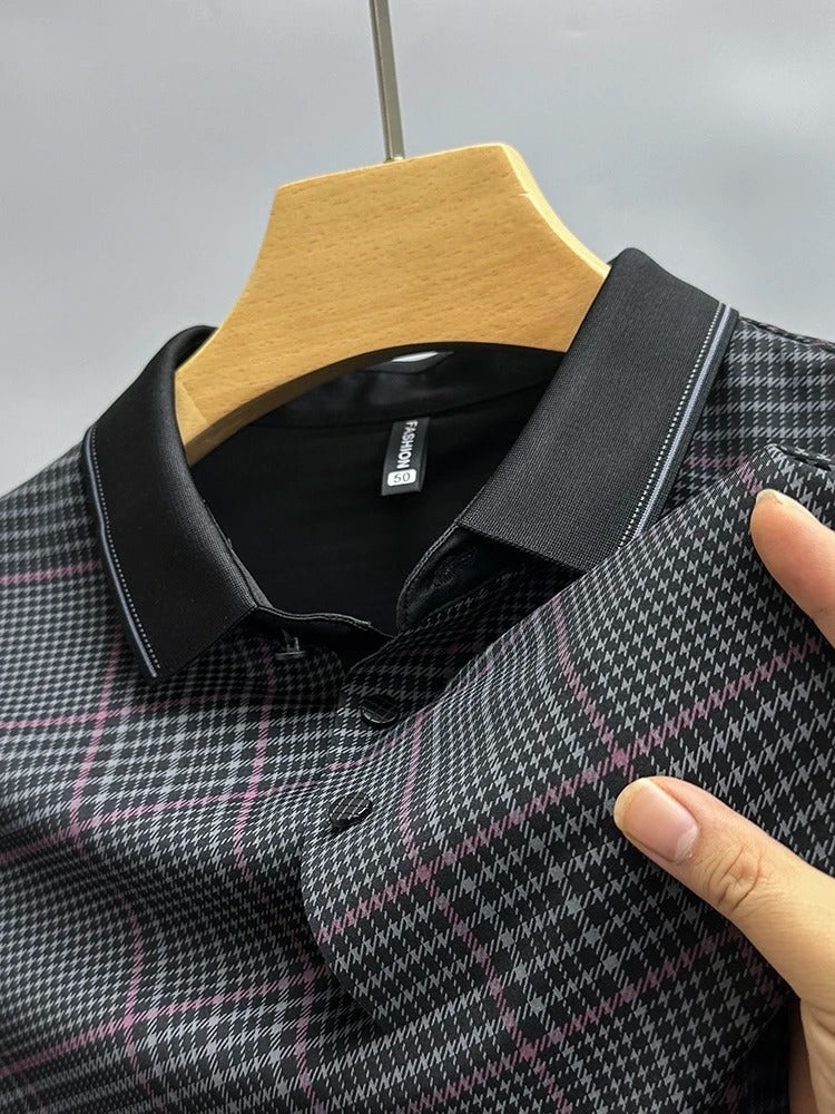 Monochrome Branded Plaid Polo Shirt