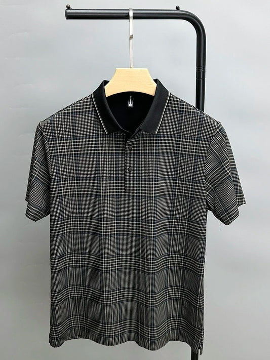 Gingham Plaid Branded Polo Shirt